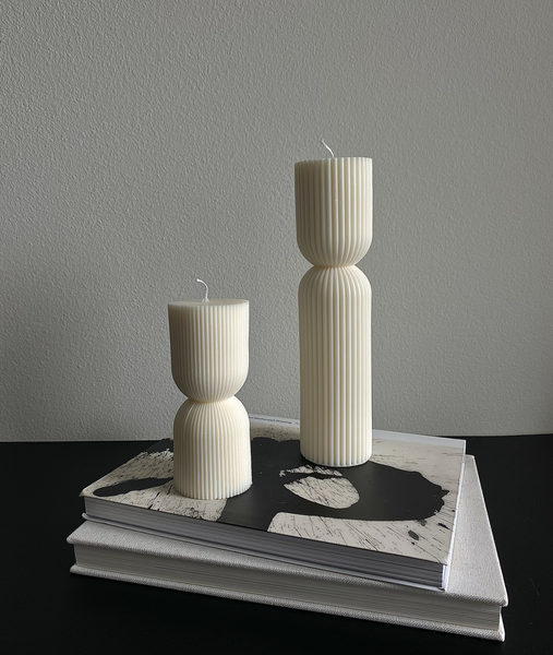 Hourglass ribbed candle